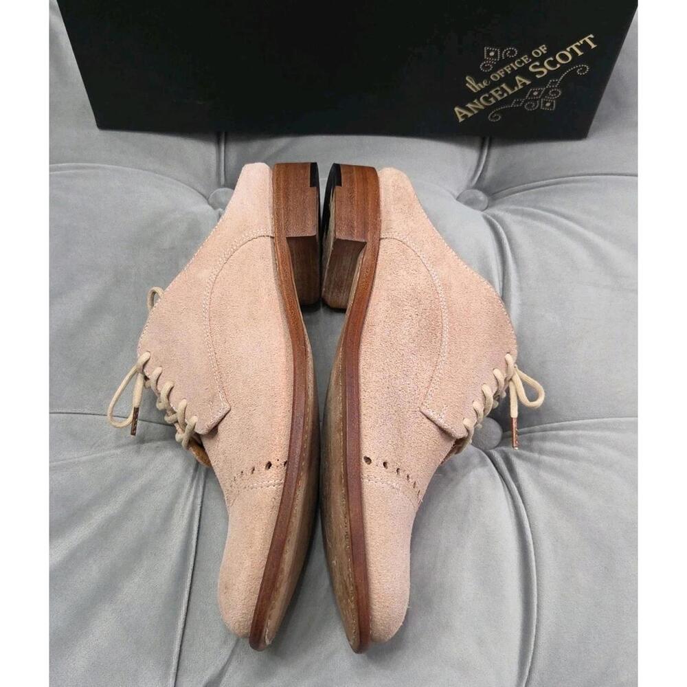 The Office Of Angela Scott Pink Suede Mules Oxfords SlipOn Womens Shoes 37 7 - Picture 14 of 16